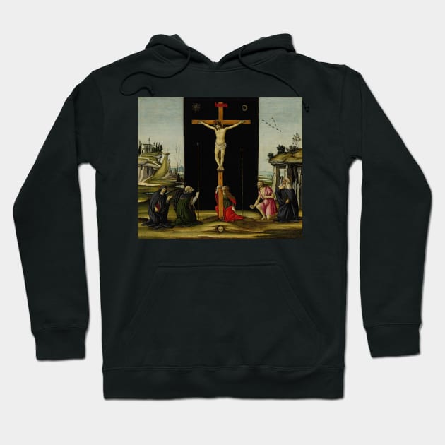 Christ on the Cross adored by Saints Monica, Augustine, Mary Magdalen, Jerome and Bridget of Sweden by Sandro Botticelli Hoodie by Classic Art Stall